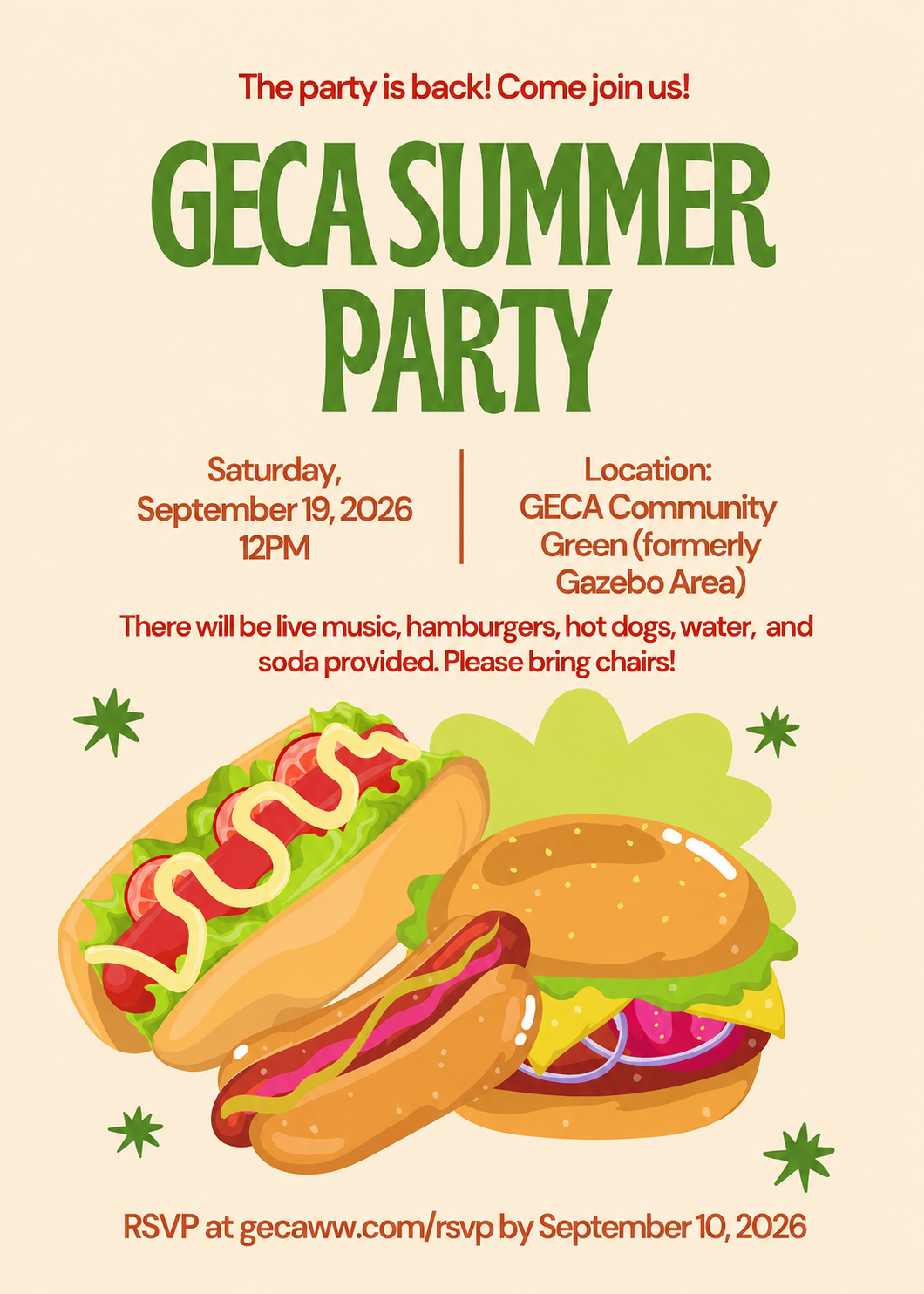 final geca summer party reschedule date